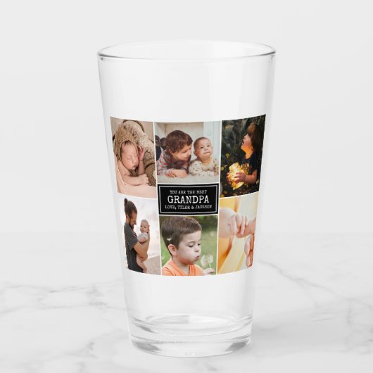 Grootouders Dag Opa Black 3 Foto Collage Glas (Voorkant)