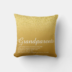Grootouders Definitie Gold Glitter Script Kussen