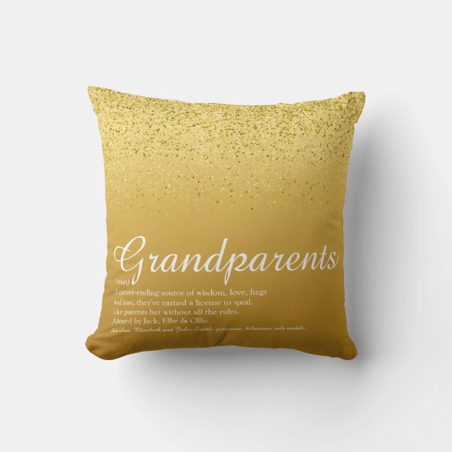 Grootouders Definitie Gold Glitter Script Kussen (Voorkant)