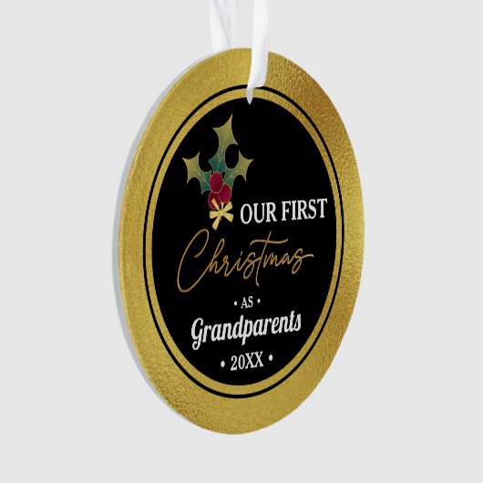 Grootouders eerste kerst acryl cirkel ornament (voorkant)