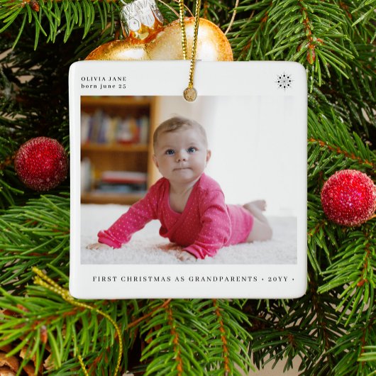 Grootouders eerste kerst baby foto keramisch ornament