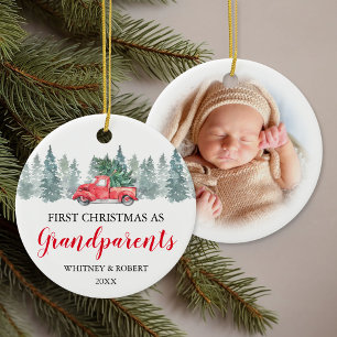 Grootouders eerste kerstfoto keramisch ornament