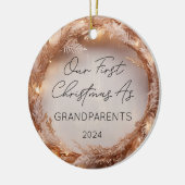Grootouders Eerste Kerstfoto  Lights Keramisch Ornament (Links)