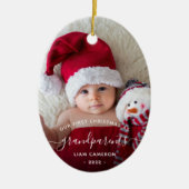 Grootouders Eerste kerstfoto White script Keramisch Ornament (Voorkant)
