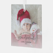 Grootouders Eerste kerstfoto Zwart schrift Glas Ornament (Voorkant links)
