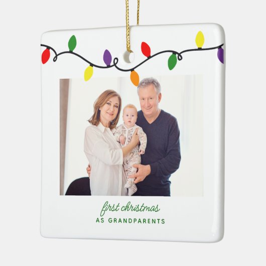 Grootouders Eerste Kerstkerst Kleurrijke foto Foto Keramisch Ornament (Links)