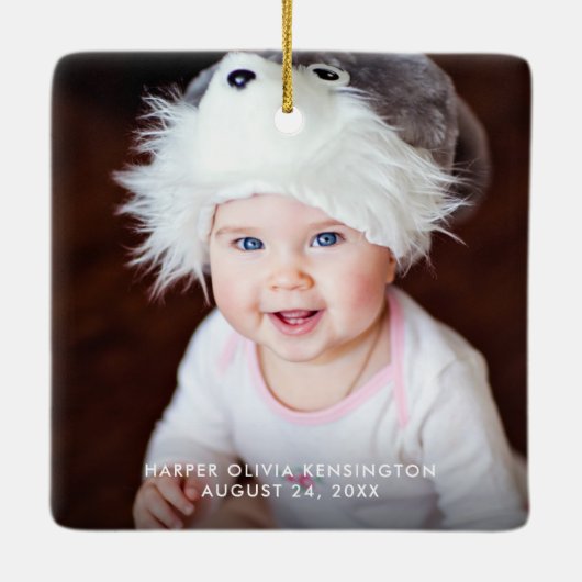 Grootouders Eerste Kerstkerst Kleurrijke foto Foto Keramisch Ornament (Achterkant)