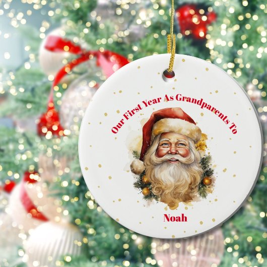Grootouders Eerste Kerstmis Foto Kerstman Keramisch Ornament