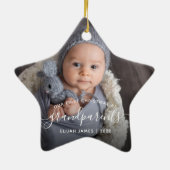 Grootouders Eerste Kerstmis Foto White Script Ce Keramisch Ornament (Achterkant)