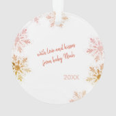Grootouders Eerste Kerstmis Goud Blush Snowflakes Ornament (achterkant)
