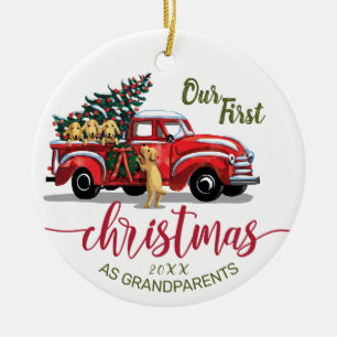 Grootouders Eerste Kerstmis Red Truck Keramisch Ornament
