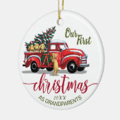 Grootouders Eerste Kerstmis Red Truck Keramisch Ornament (Links)