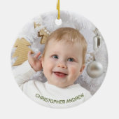 Grootouders Eerste Kerstmis Red Truck Keramisch Ornament (Achterkant)