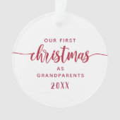 Grootouders Eerste Kerstmis Rood Manusfoto Ornament (voorkant)