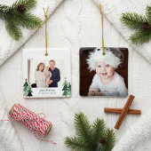 Grootouders Eerste Kerstmis Rustic Trees Foto Keramisch Ornament