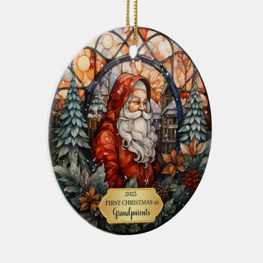 Grootouders Eerste Kerstmis Santa Ornament (Rechts)