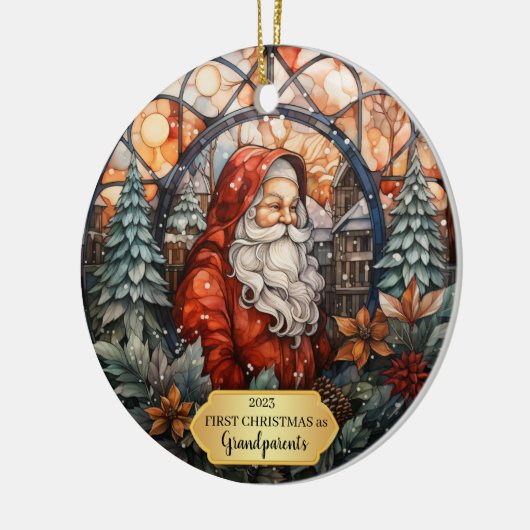 Grootouders Eerste Kerstmis Santa Ornament (Links)