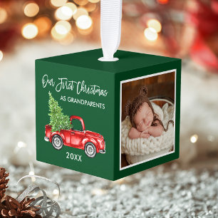 Grootouders Eerste Kerstmis Truck Foto Kubus Ornament
