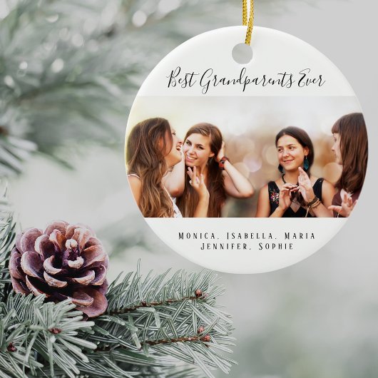 Grootouders foto kleinkinderen keramisch ornament