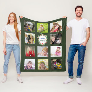 GROOTOUDERS Fotocollage Kleinkinderen Groen Fleece Deken