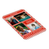 Grootouders foto's met rode kerstpatronen magneet (Rechterzijde)