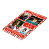 Grootouders foto's met rode kerstpatronen magneet (Linkerzijde)