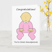 Grootouders gefeliciteerd met een meisje kaart (Gele Bloem)