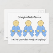 Grootouders gefeliciteerd met Triplet Boys Briefkaart (Voorkant / Achterkant)