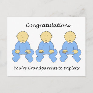 Grootouders gefeliciteerd met Triplet Boys Briefkaart