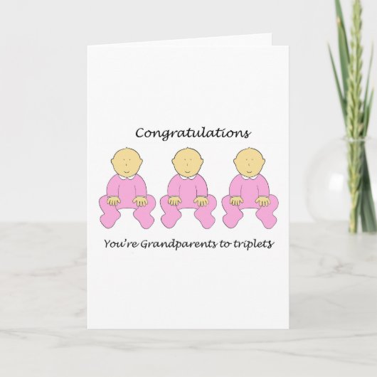 Grootouders gefeliciteerd met Vrouw Triplets Kaart (Voorkant)