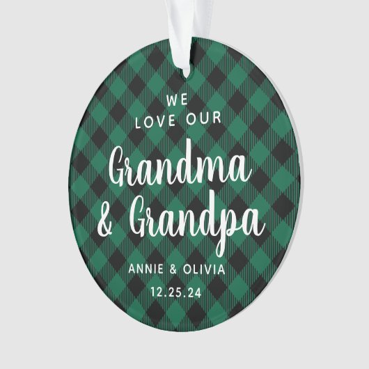 Grootouders Green Pset Holiday Foto met twee zijde Ornament (voorkant)