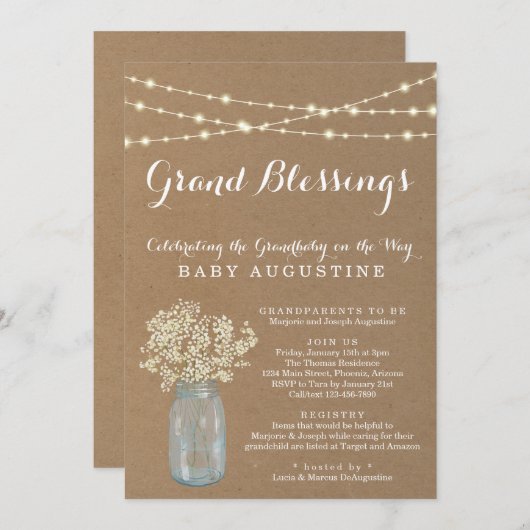 Grootouders, grootmoeder, grootbaby-Baby shower Kaart (Voorkant / Achterkant)