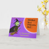 Grootouders Halloween Witch met Potie Kaart (Gele Bloem)