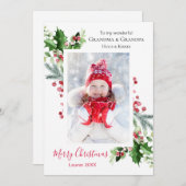 Grootouders Holly Berry Pine Feestdagenkaart (Voorkant / Achterkant)