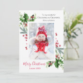 Grootouders Holly Berry Pine Feestdagenkaart (Staand voorkant)