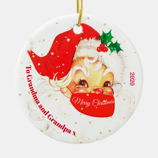 Grootouders kerstfoto Santa Mask Merry Keramisch Ornament (Voorkant)