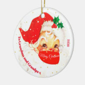 Grootouders kerstfoto Santa Mask Merry Keramisch Ornament (Links)