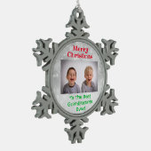 Grootouders met Kerstmis Foto Tin Sneeuwvlok Ornament (Links)