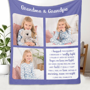 Grootouders Modern 3 Foto Aangepaste Oma Opa Fleece Deken