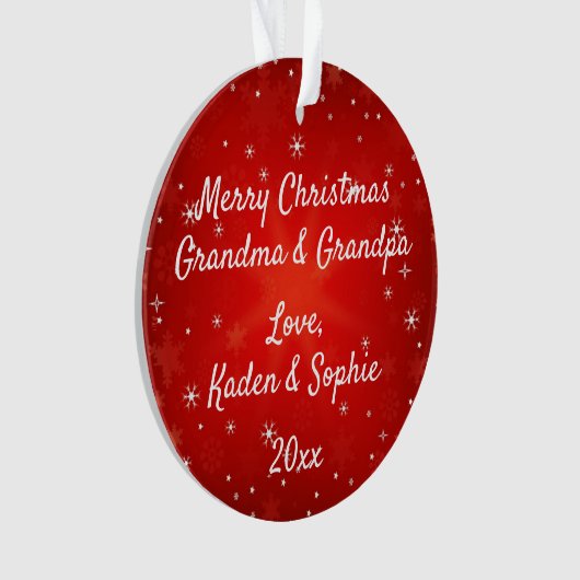 Grootouders Modern Red Snowflake kerst Ornament (voorkant)