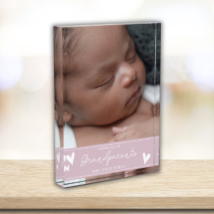 Grootouders Promoted Nieuwe Baby Script Keepsake Fotoblokken