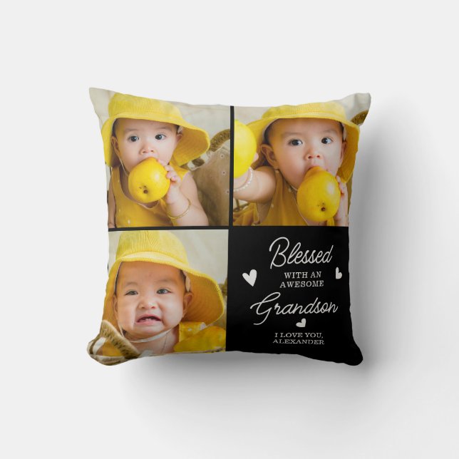 Grootouders van Kleinzoon Custom Photo Collage Kussen (Voorkant)