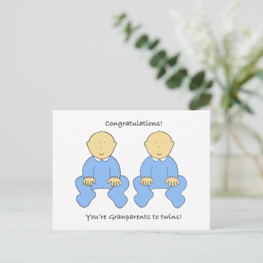 Grootouders voor Twin Boys Gefeliciteerd Briefkaart (Staand voorkant)