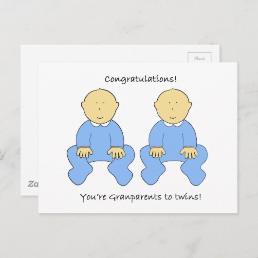 Grootouders voor Twin Boys Gefeliciteerd Briefkaart (Voorkant / Achterkant)
