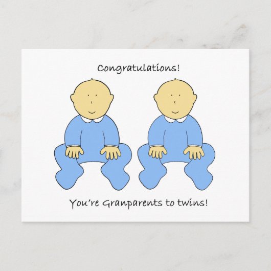 Grootouders voor Twin Boys Gefeliciteerd Briefkaart (Voorkant)