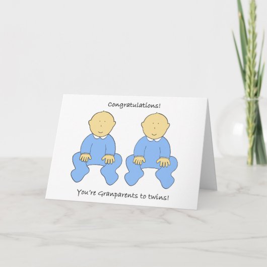 Grootouders voor Twin Boys Gefeliciteerd Kaart (Voorkant)