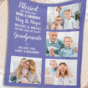 Grootouders zonder zegen Aangepast 4 Foto collage Fleece Deken