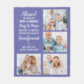 Grootouders zonder zegen Aangepast 4 Foto collage Fleece Deken (Voorkant)