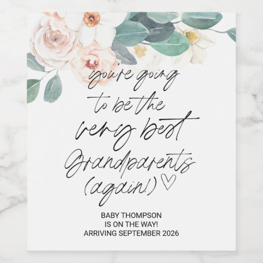 grootouders Zwangerschap Aankondiging nieuwe baby Wijn Etiket (Enkel label)