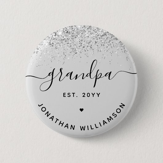 Grootpa Est Glitter Confetti Custom Grandpa Gifts Ronde Button 5,7 Cm (Voorkant)
